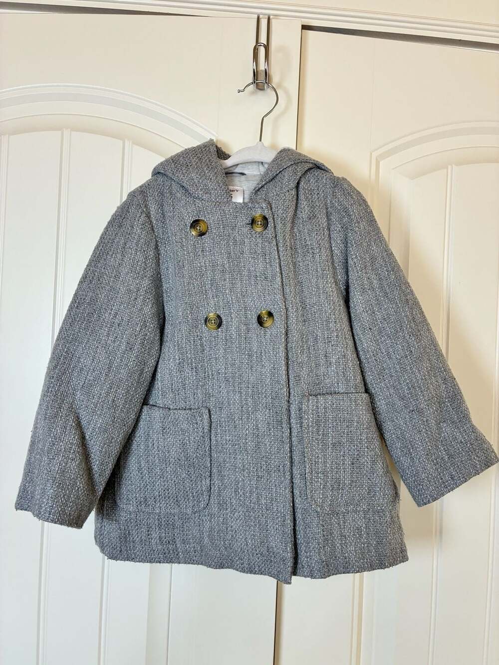 Carter's Little Girls Gray Hooded Peacoat Size 4